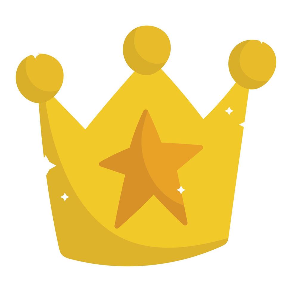 golden crown star jewelry monarchy cartoon icon vector