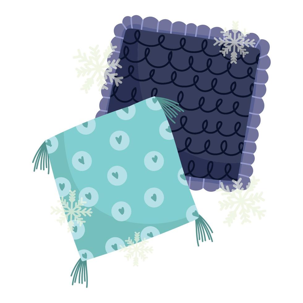 winter decorative and ornamental cushions with snowflakes vector