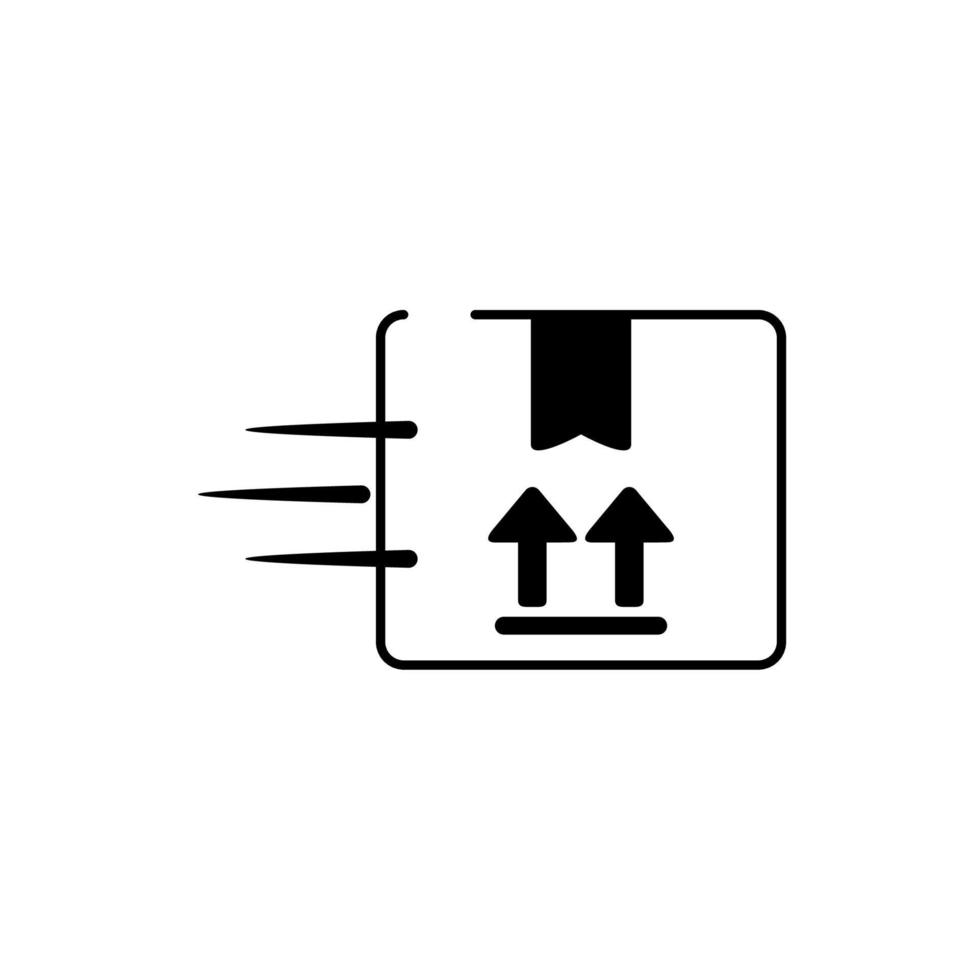 icono de estilo de línea de entrega de carga rápida de mercancías frágiles de caja de cartón vector