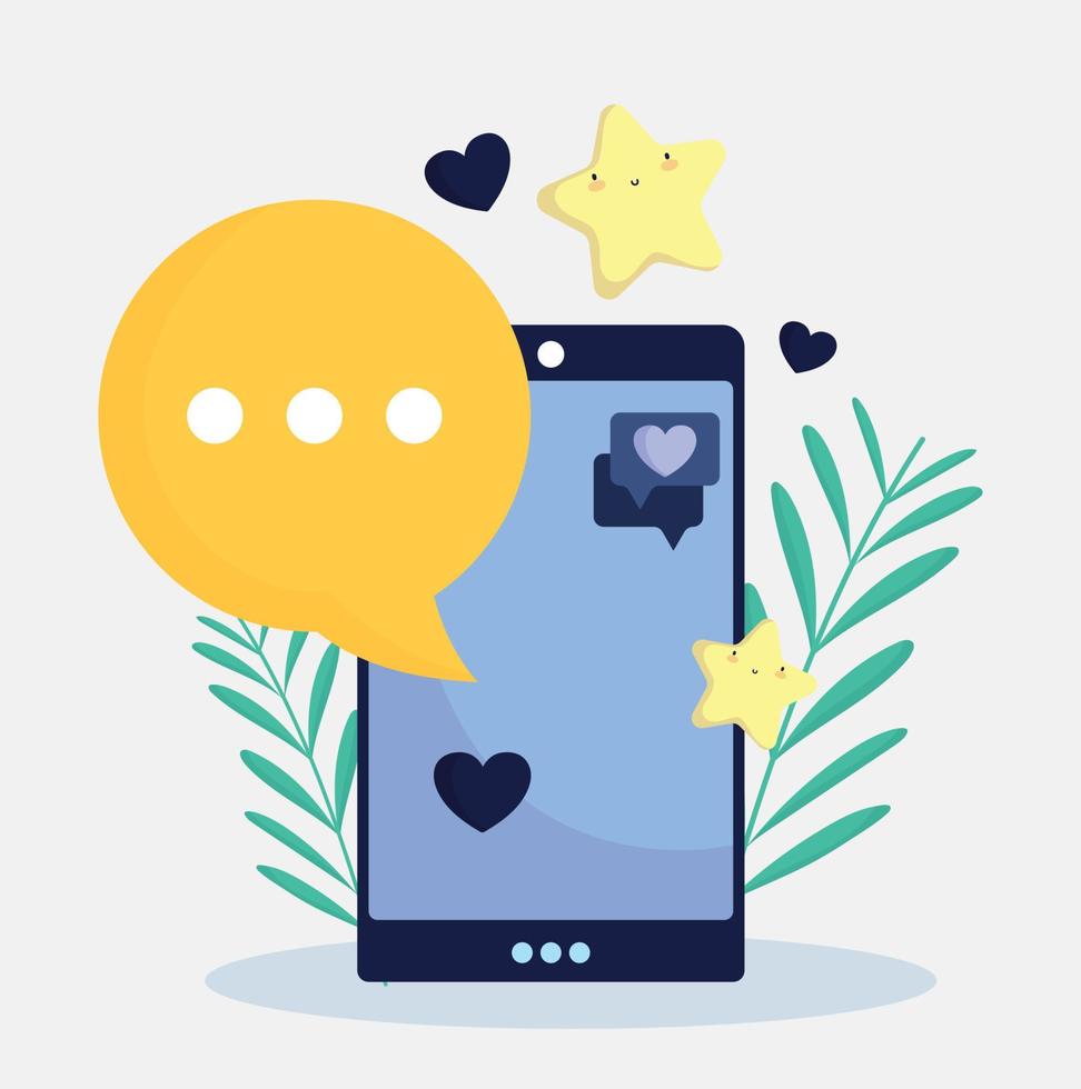 smartphone favourite star talk bubble social media vector