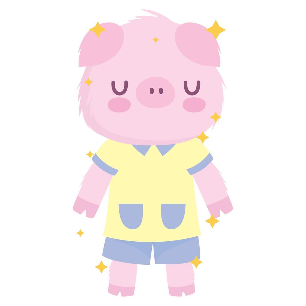 back to school, cute pig with uniform cartoon vector