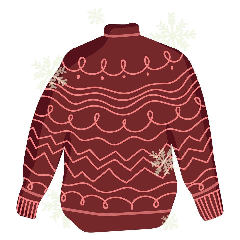 winter ugly sweater with snowflakes warm clothes icon vector