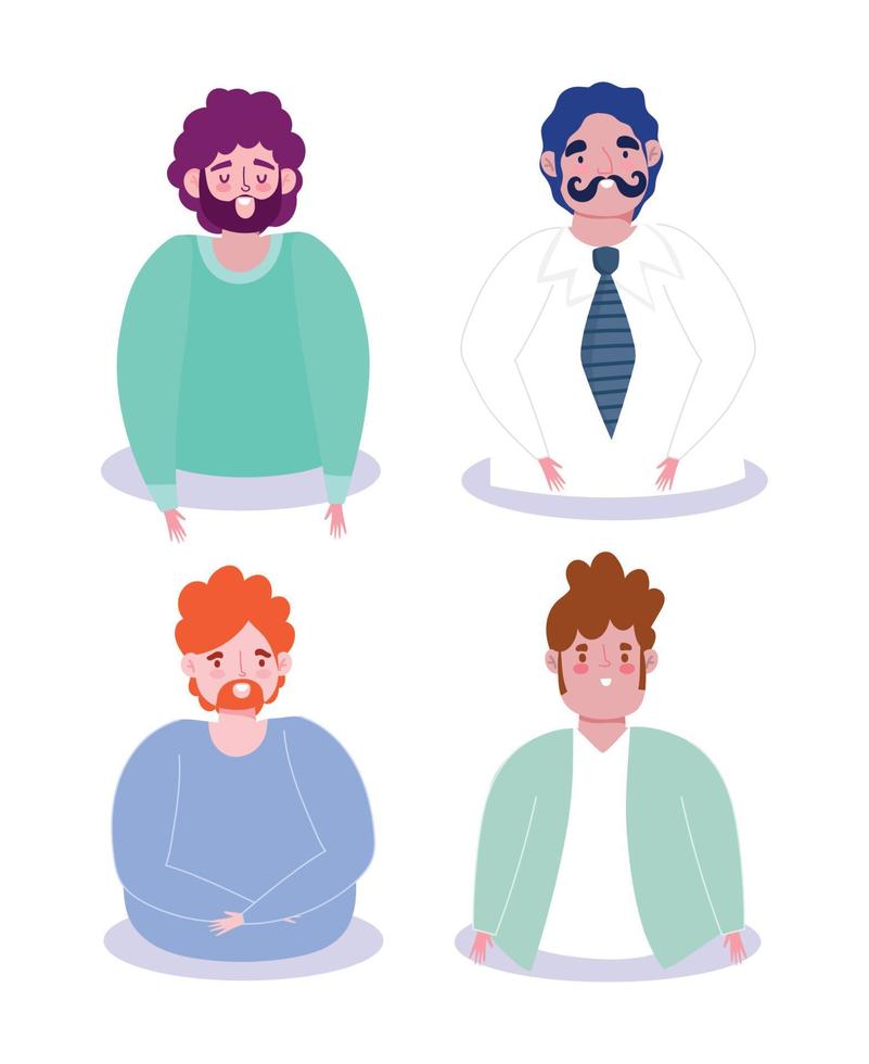 Men avatars cartoons vector design