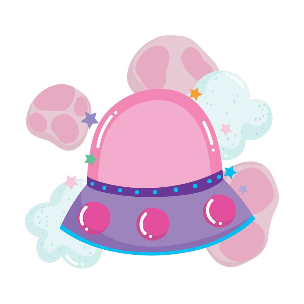 ufo and asteroids space adventure galaxy cartoon vector