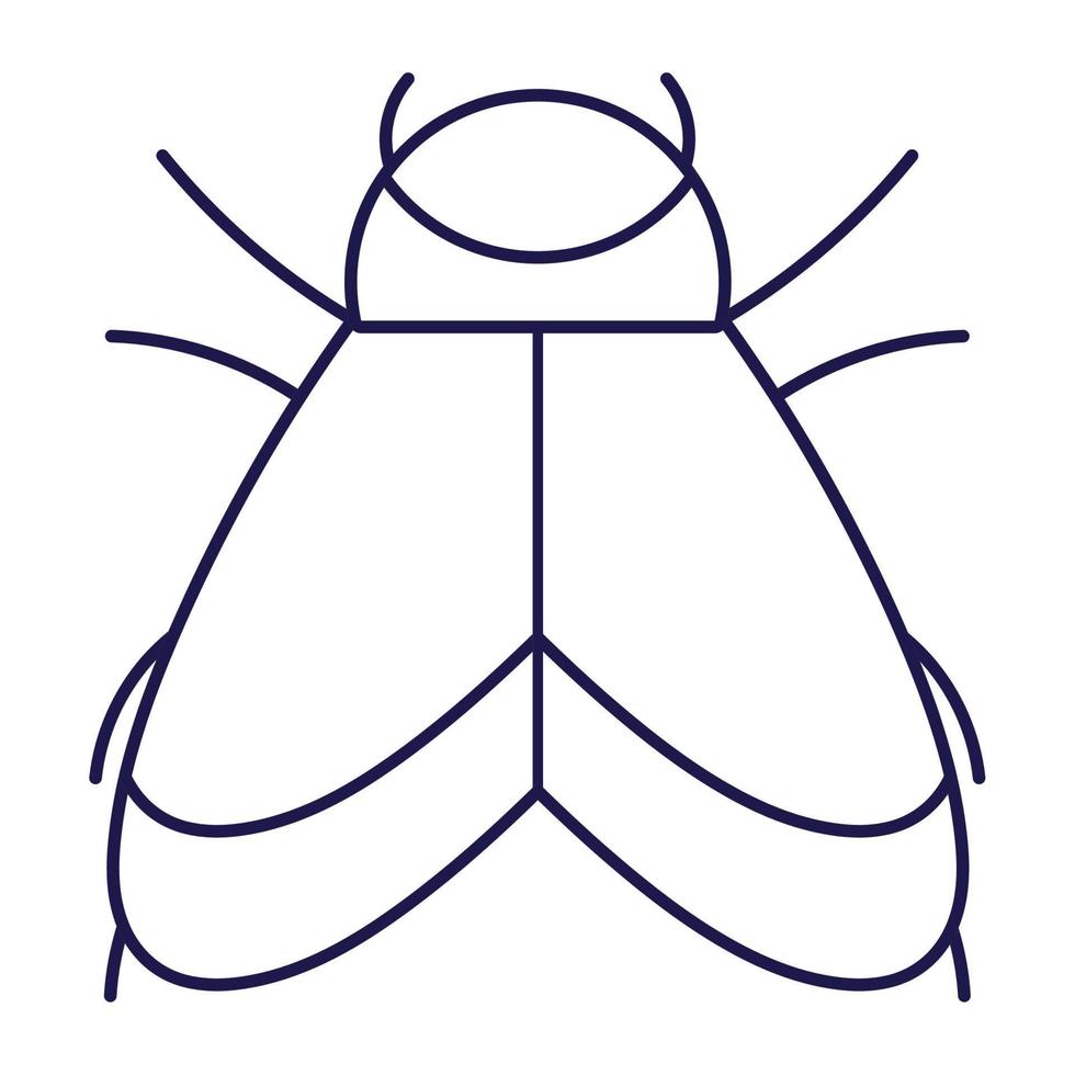 bug with wings animal in cartoon line icon style vector