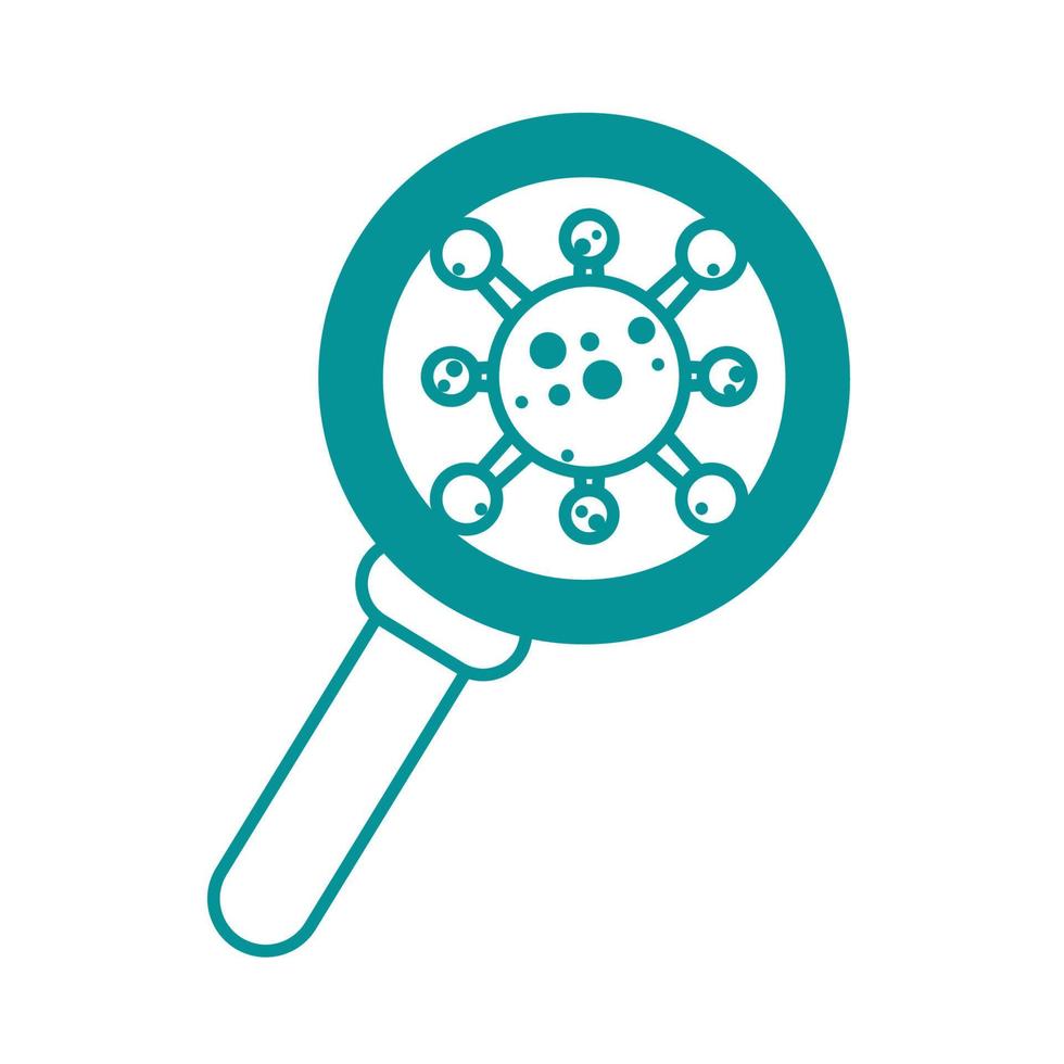 covid 19 coronavirus, virus pathogen magnifier analysis, prevention outbreak disease pandemic line design icon vector