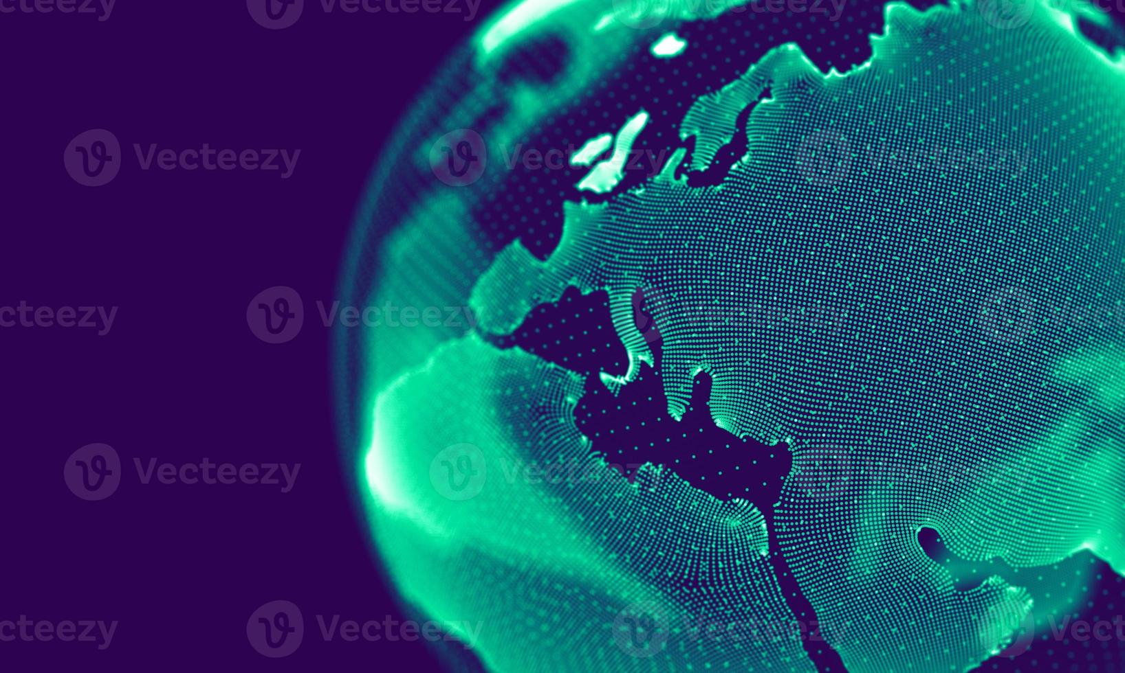 Abstract Blue Geometrical Particles on Purple Background . Connection structure. Science blue background. Futuristic Technology HUD Element . onnecting dots and lines . Big data and Business photo