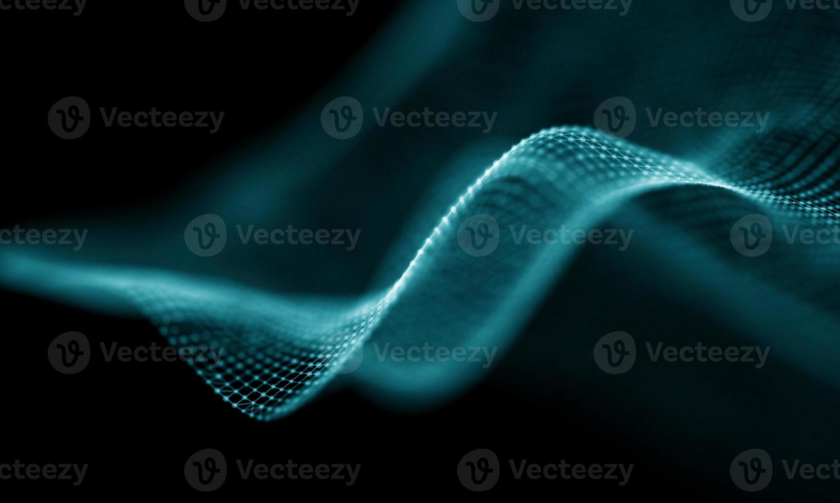 Digital data technology wave. Particle sound wave concept. Big data and data science wave background. photo