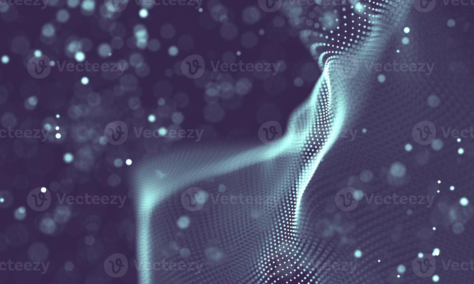 Data technology abstract futuristic illustration . Low poly shape with connecting dots and lines on dark background. 3D rendering . Big data visualization . photo