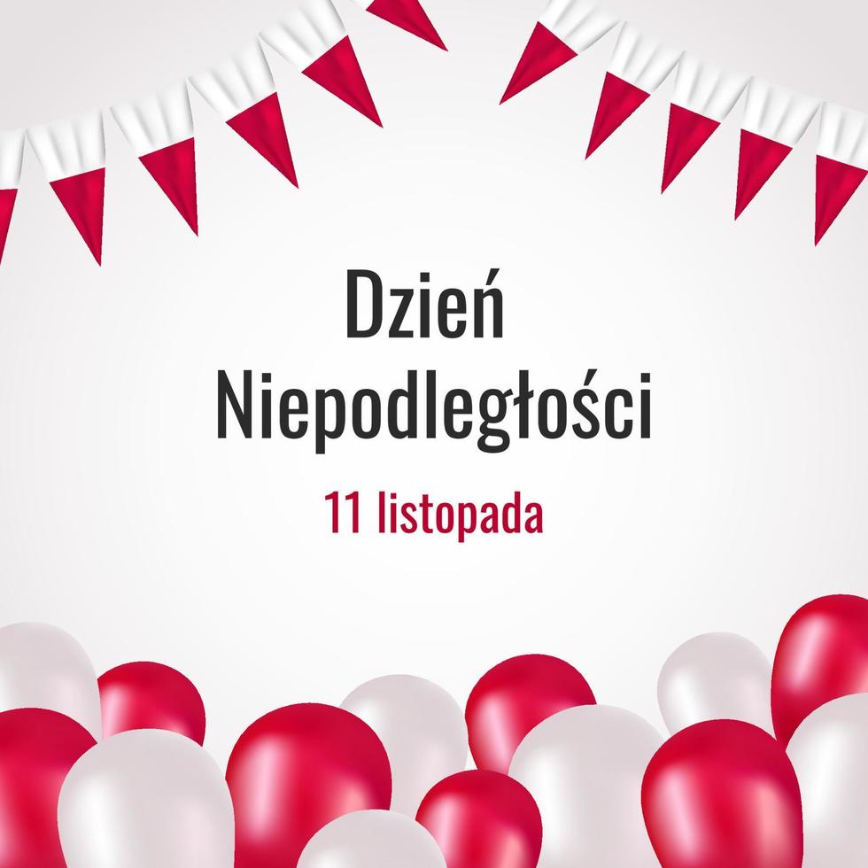 día de la independencia de polonia. decorado con globos y banderas. plantilla de banner vector