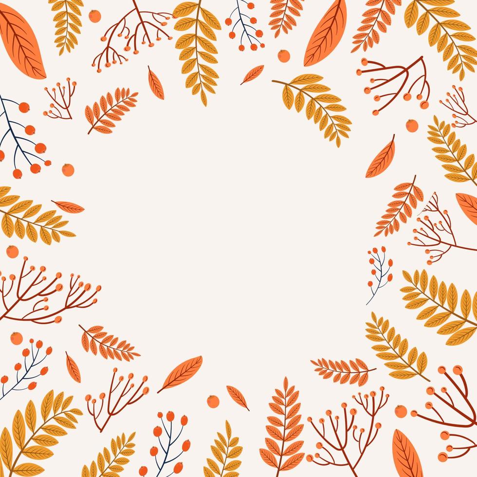 Trendy square templates with floral elements. Autumn leaves. suitable for social networks, postcards, banners, web vector