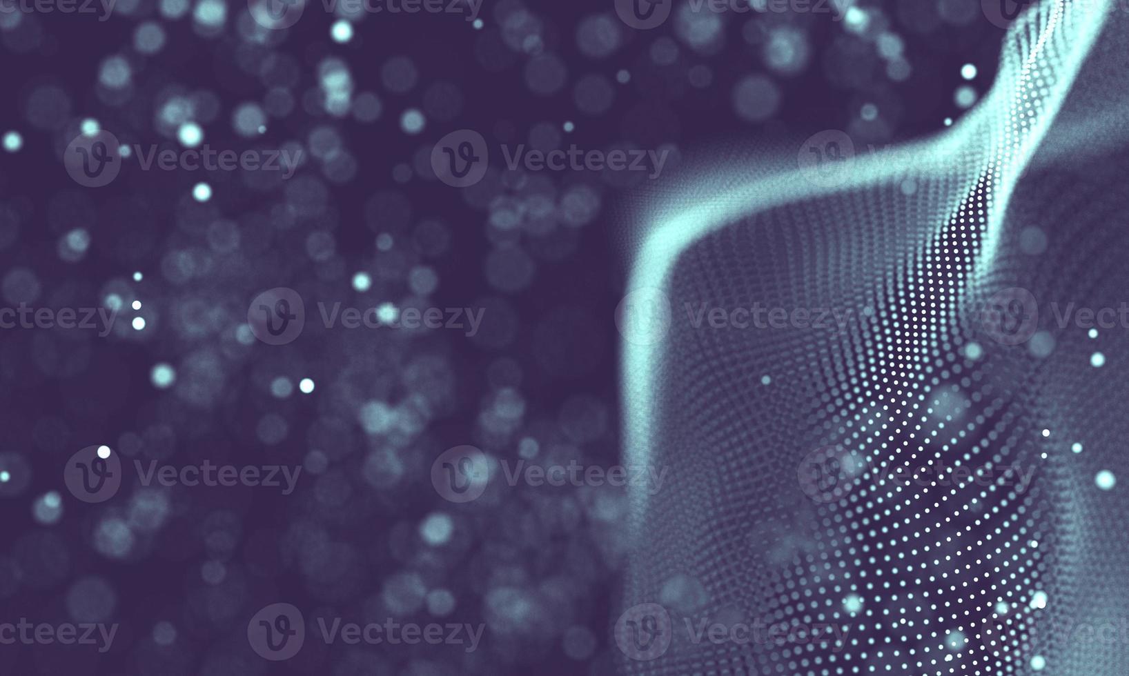 Data technology abstract futuristic illustration . Low poly shape with connecting dots and lines on dark background. 3D rendering . Big data visualization . photo