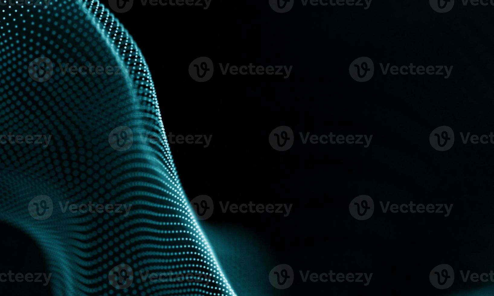 Digital data technology wave. Particle sound wave concept. Big data and data science wave background. photo