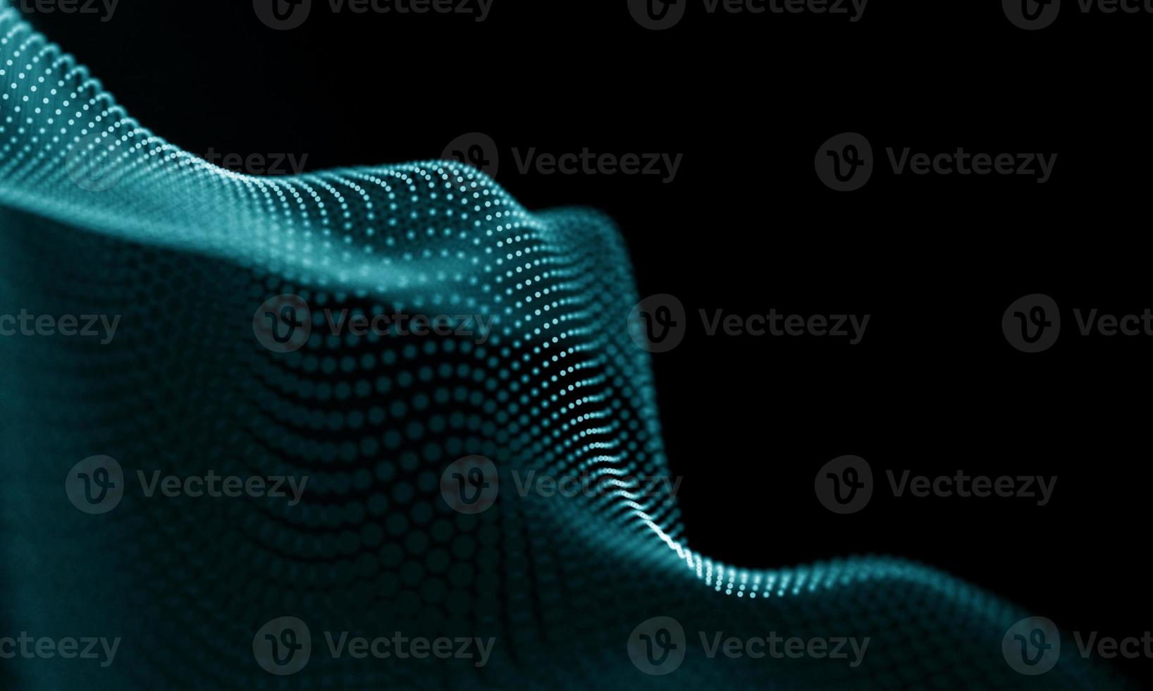 Digital data technology wave. Particle sound wave concept. Big data and data science wave background. photo