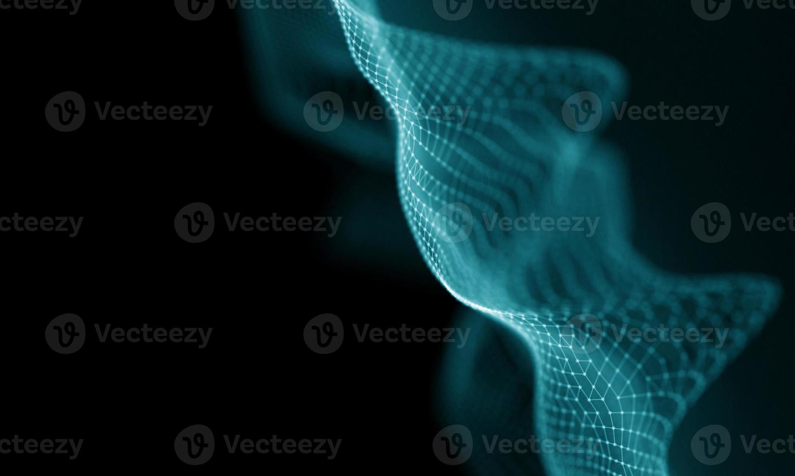 Digital data technology wave. Particle sound wave concept. Big data and data science wave background. photo