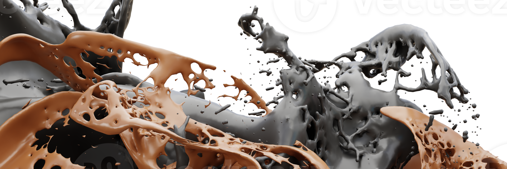 3D-Rendering, weiße Flüssigkeiten spritzen, abstrakter flüssiger Hintergrund, Kaffee-Splash-Konzept png