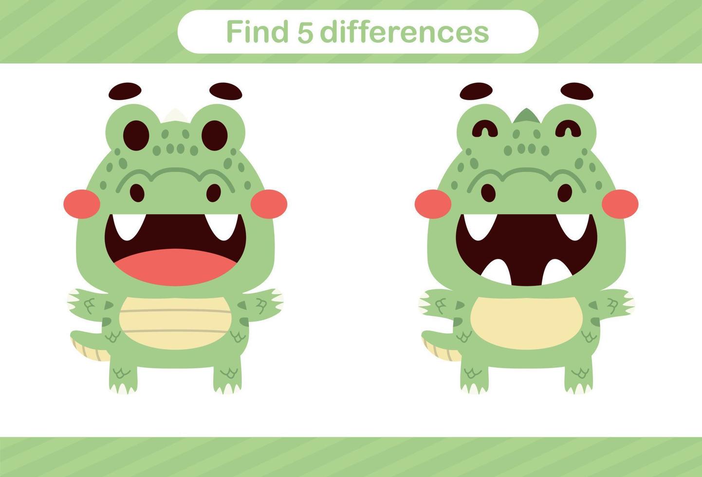 Find five differences of animal Education game for kids Educational page vector