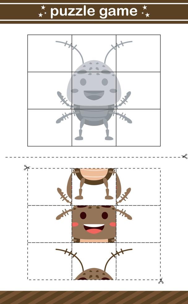 puzzle game of insect jigsaw game for kids vector