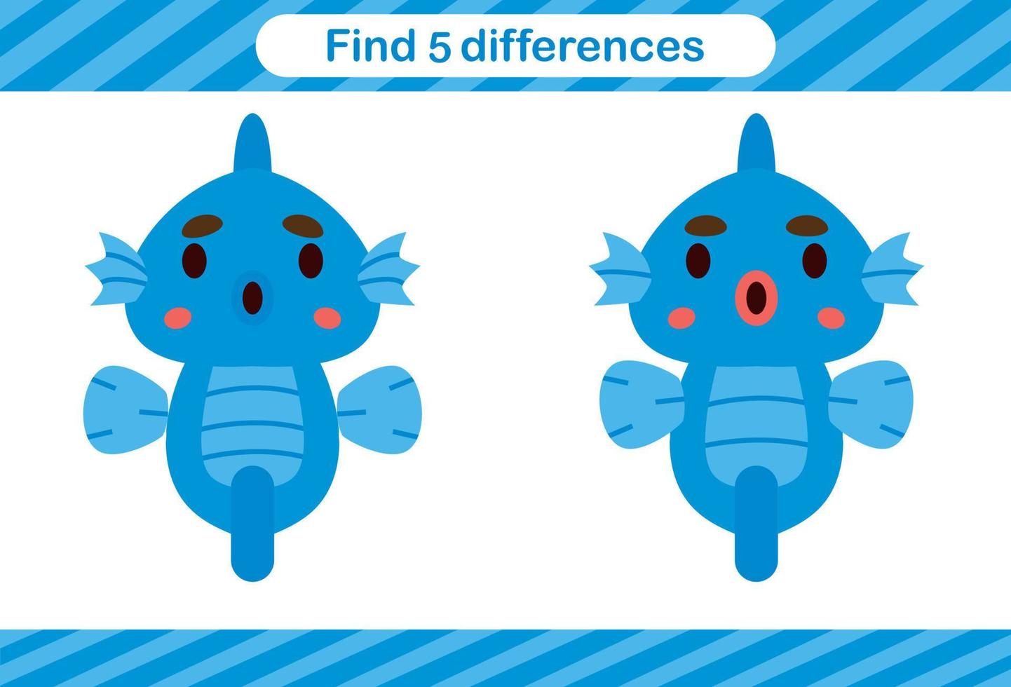 Find five differences of animal Education game for kids Educational page vector