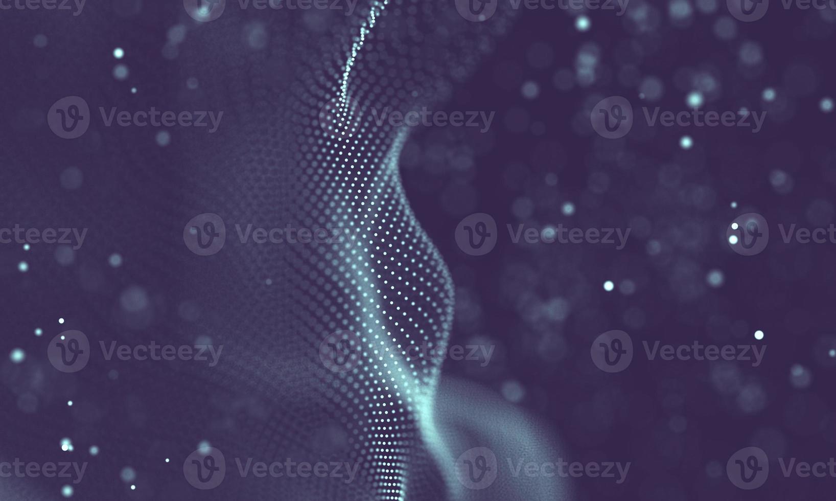 Data technology abstract futuristic illustration . Low poly shape with connecting dots and lines on dark background. 3D rendering . Big data visualization . photo