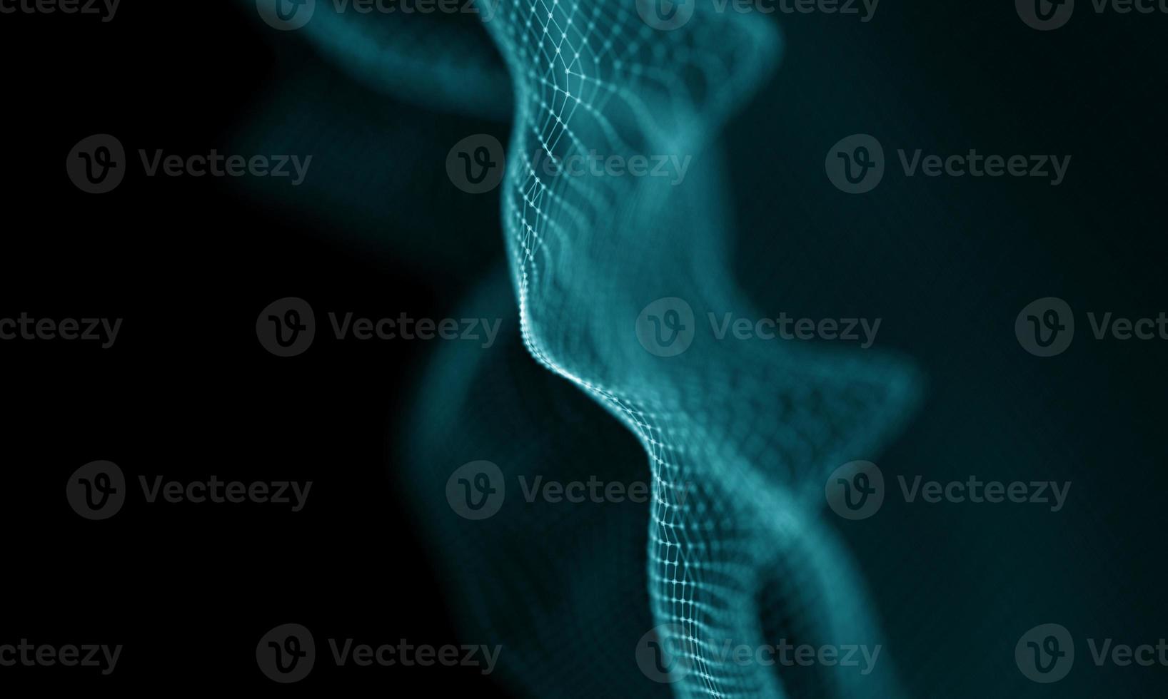Digital data technology wave. Particle sound wave concept. Big data and data science wave background. photo