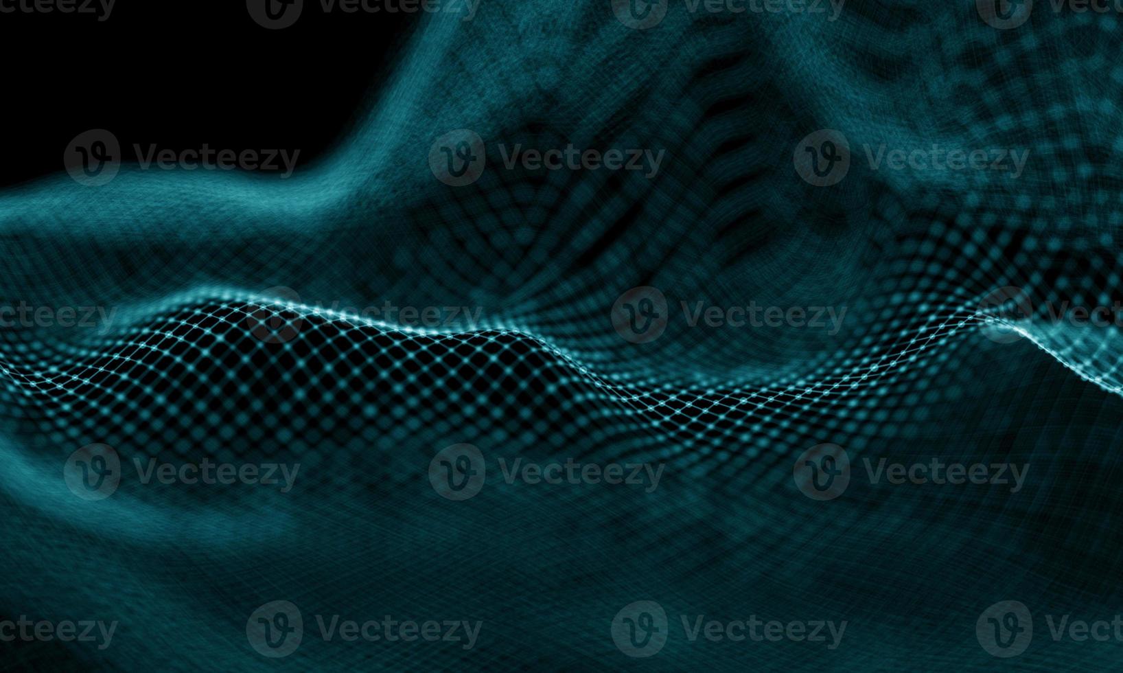 Digital data technology wave. Particle sound wave concept. Big data and data science wave background. photo