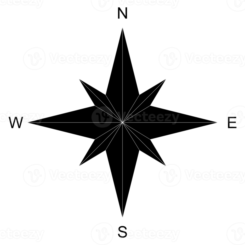 silhouette de boussole pour l'icône, le symbole, les applications, le site Web, le pictogramme, l'illustration d'art ou l'élément de conception graphique. formatpng png