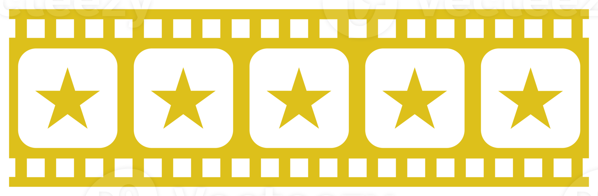 Visual of the Five 5 Star Sign in the Film Stripe Silhouette. Star Rating Icon Symbol for Film or Movie Review, Pictogram, Apps, Website or Graphic Design Element. Rating 5 Star. Format PNG