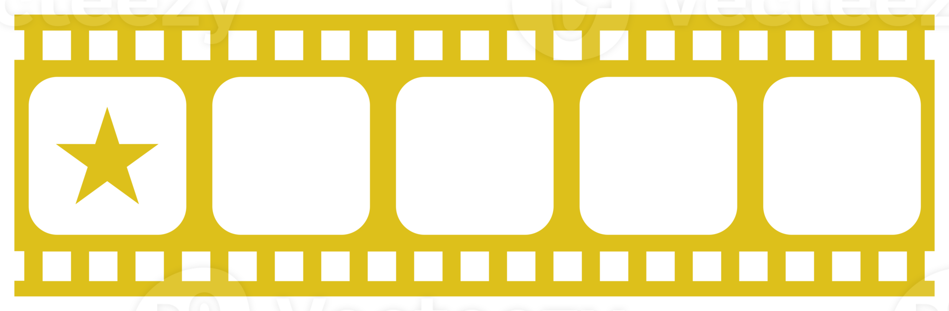 Visual of the Five 5 Star Sign in the Film Stripe Silhouette. Star Rating Icon Symbol for Film or Movie Review, Pictogram, Apps, Website or Graphic Design Element. Rating 1 Star. Format PNG