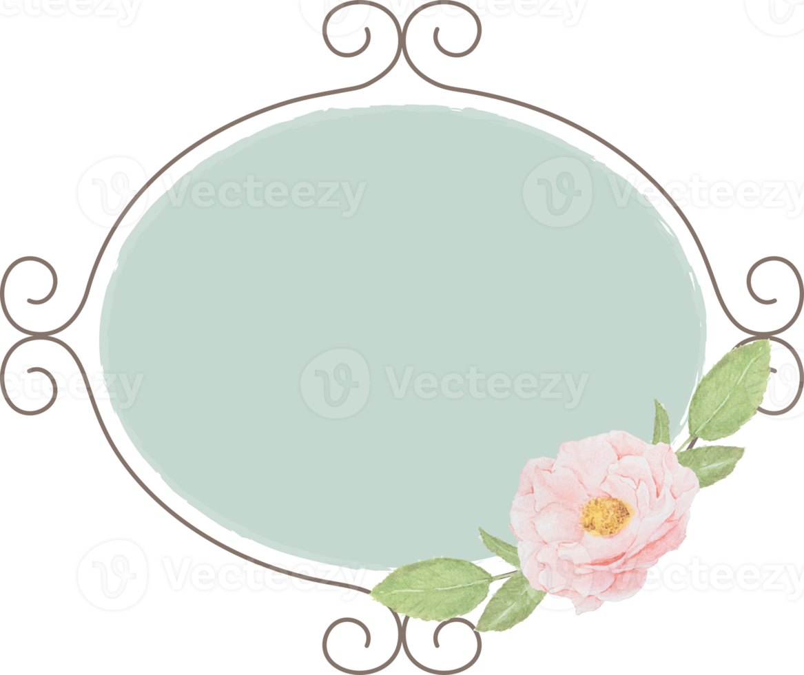 beautiful pink English roses flower bouquet on flourishing frame png
