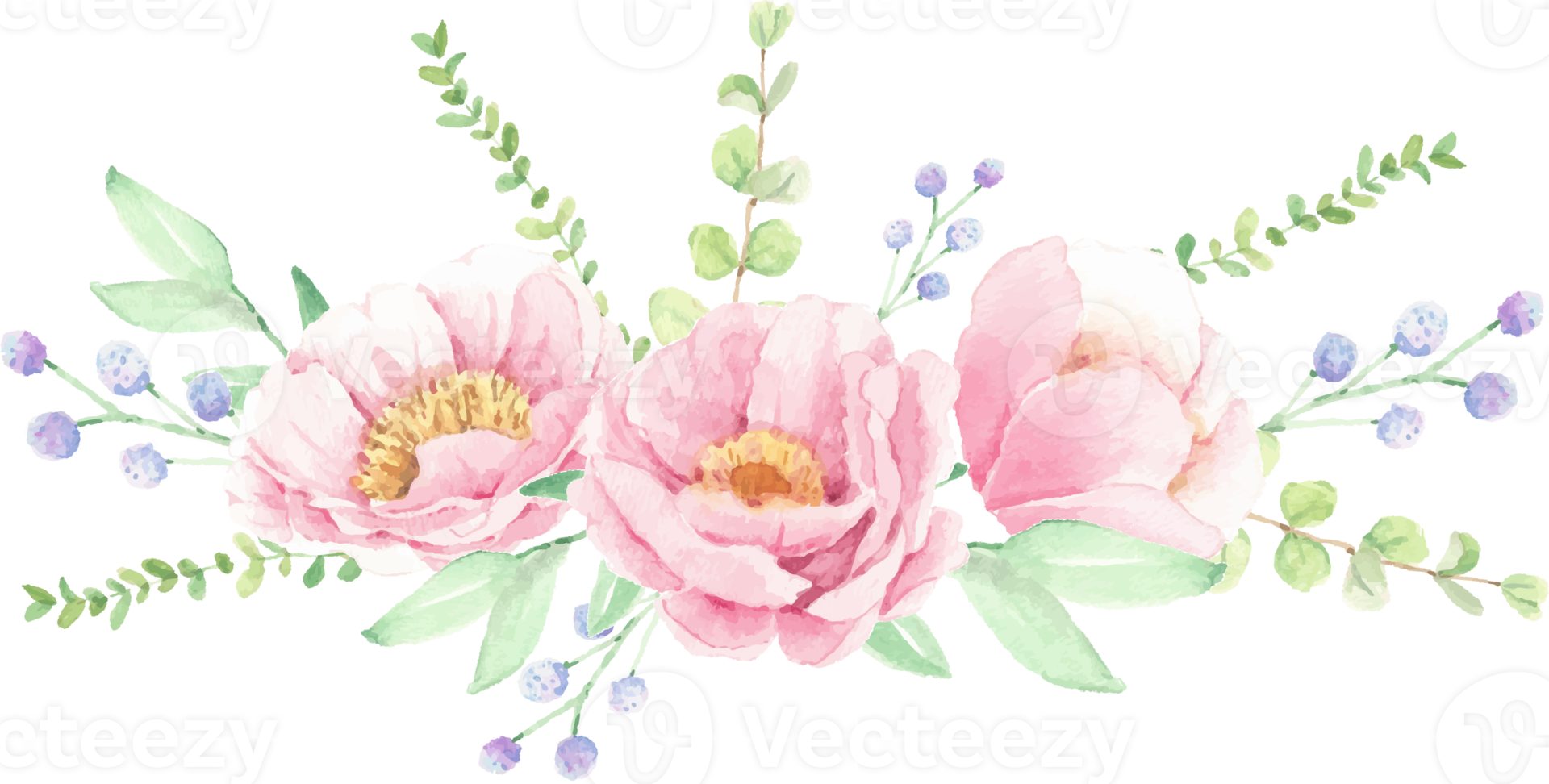 watercolor pink peony flower bouquet arrangement png