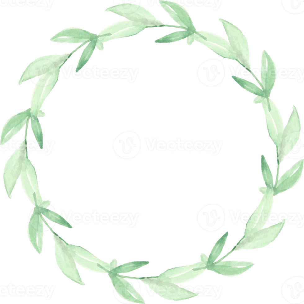 watercolor green eucalyptus leaves circle wreath frame png