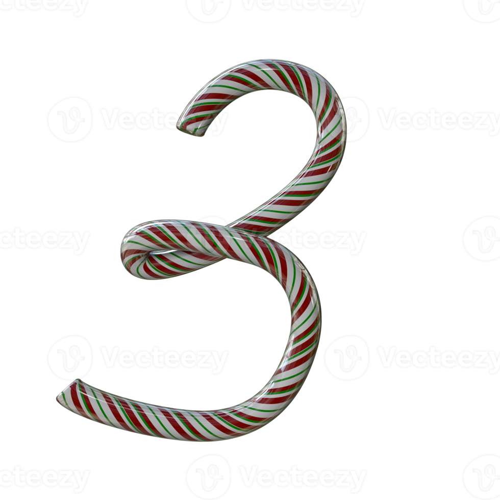 Glossy Candy Cane Text Typeface 3 png