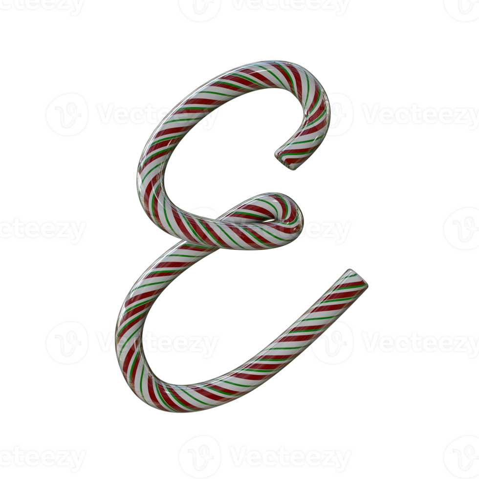 Glossy Candy Cane Text Typeface E png