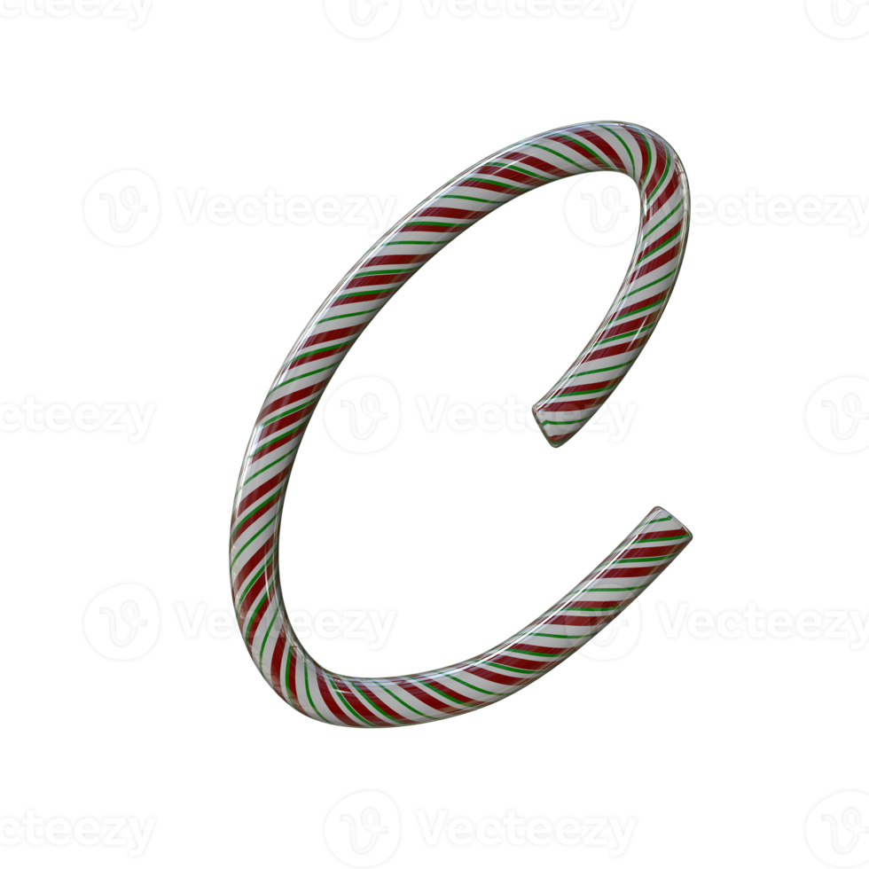 Glossy Candy Cane Text Typeface C png