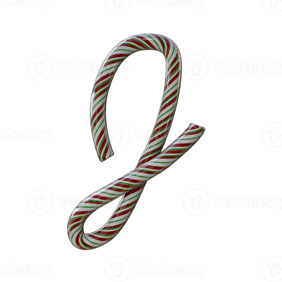 Glossy Candy Cane Text Typeface J png