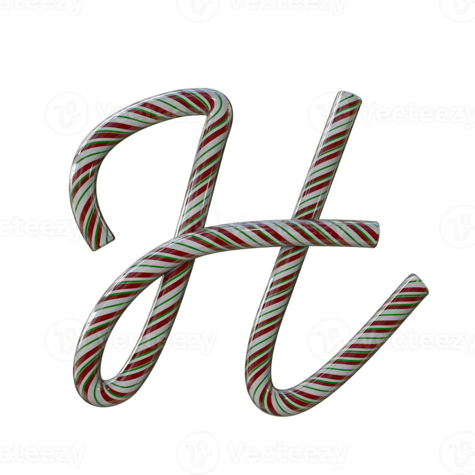 Glossy Candy Cane Text Typeface H png