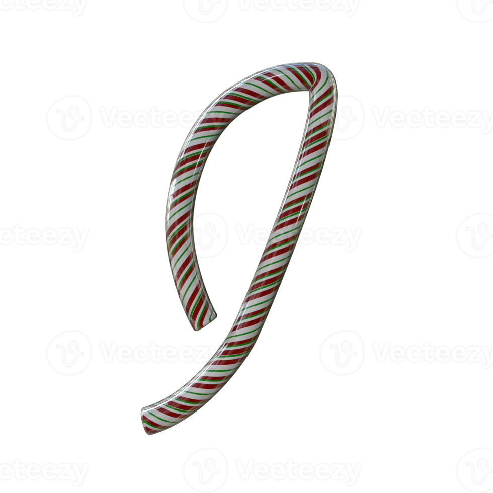 Glossy Candy Cane Text Typeface I png