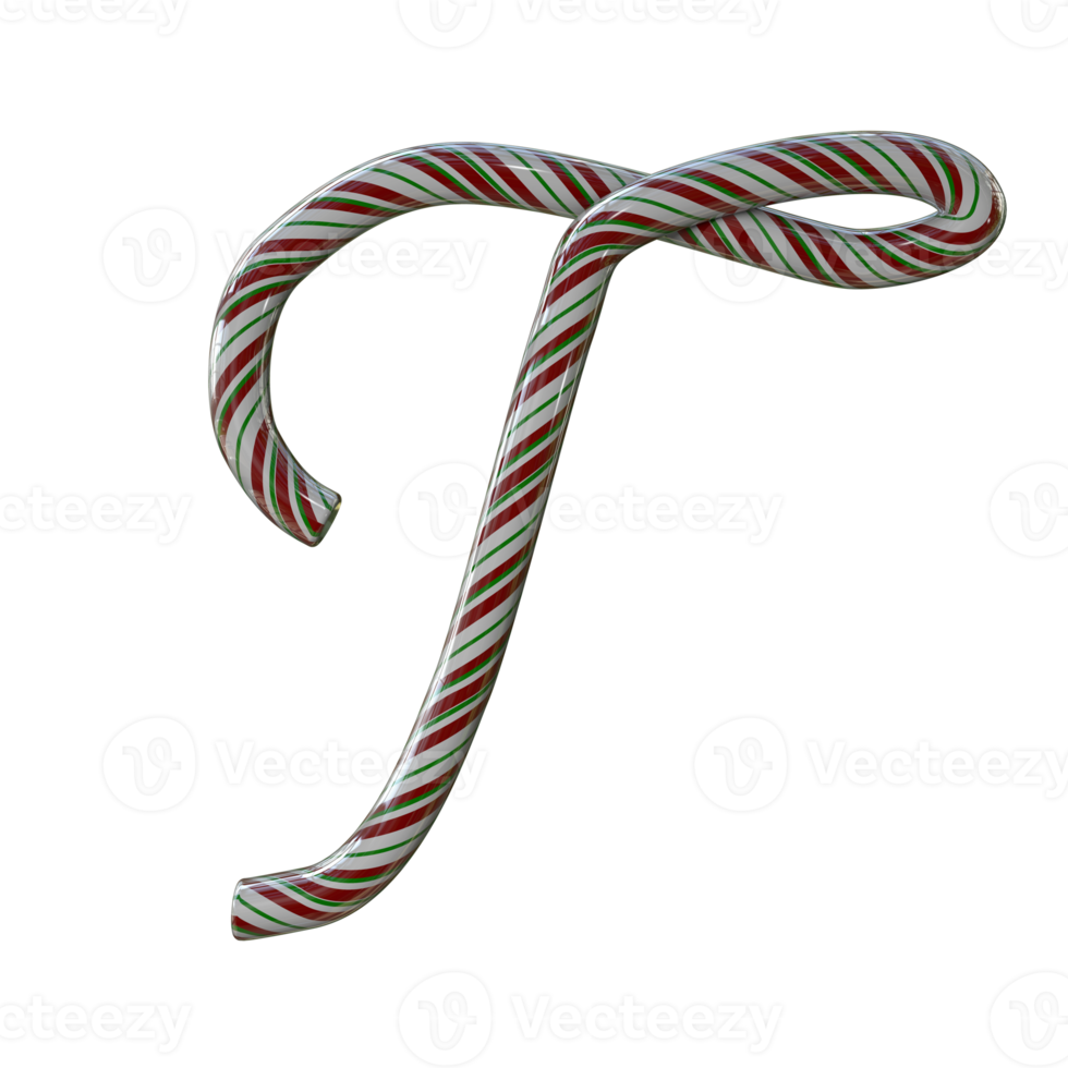 Glossy Candy Cane Text Typeface T png