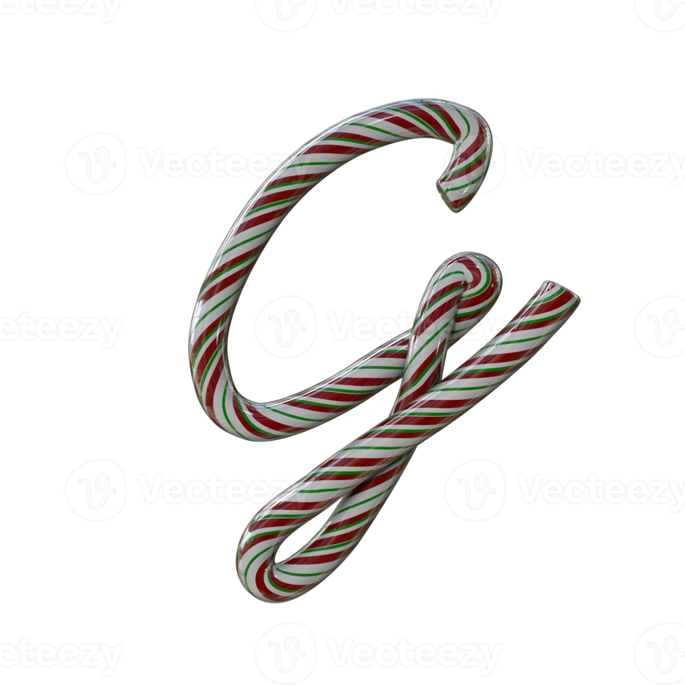 Glossy Candy Cane Text Typeface G png