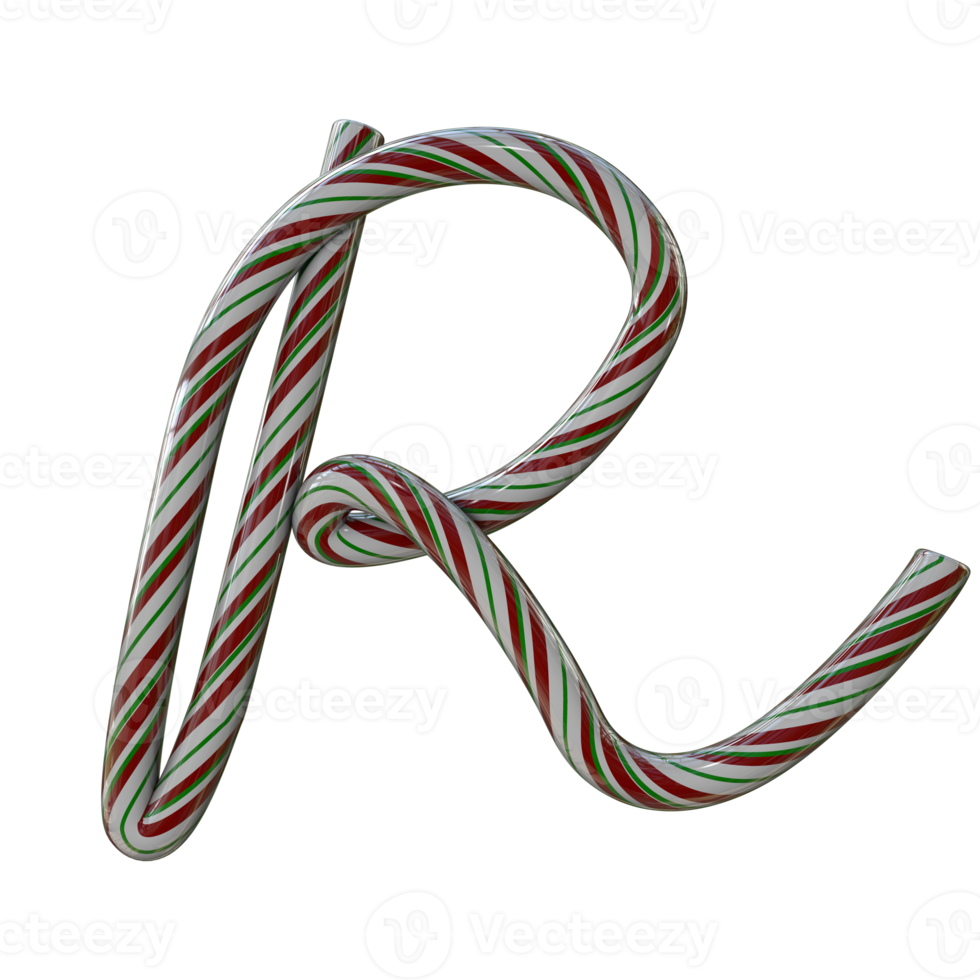 Glossy Candy Cane Text Typeface R png