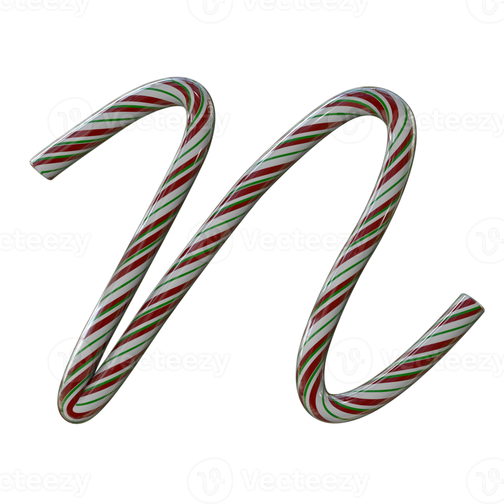 Glossy Candy Cane Text Typeface N png