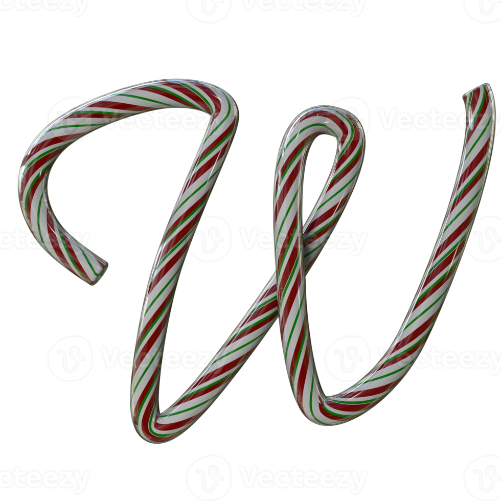 Glossy Candy Cane Text Typeface w png