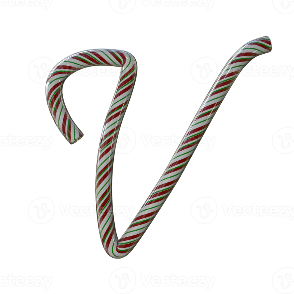 Glossy Candy Cane Text Typeface V png
