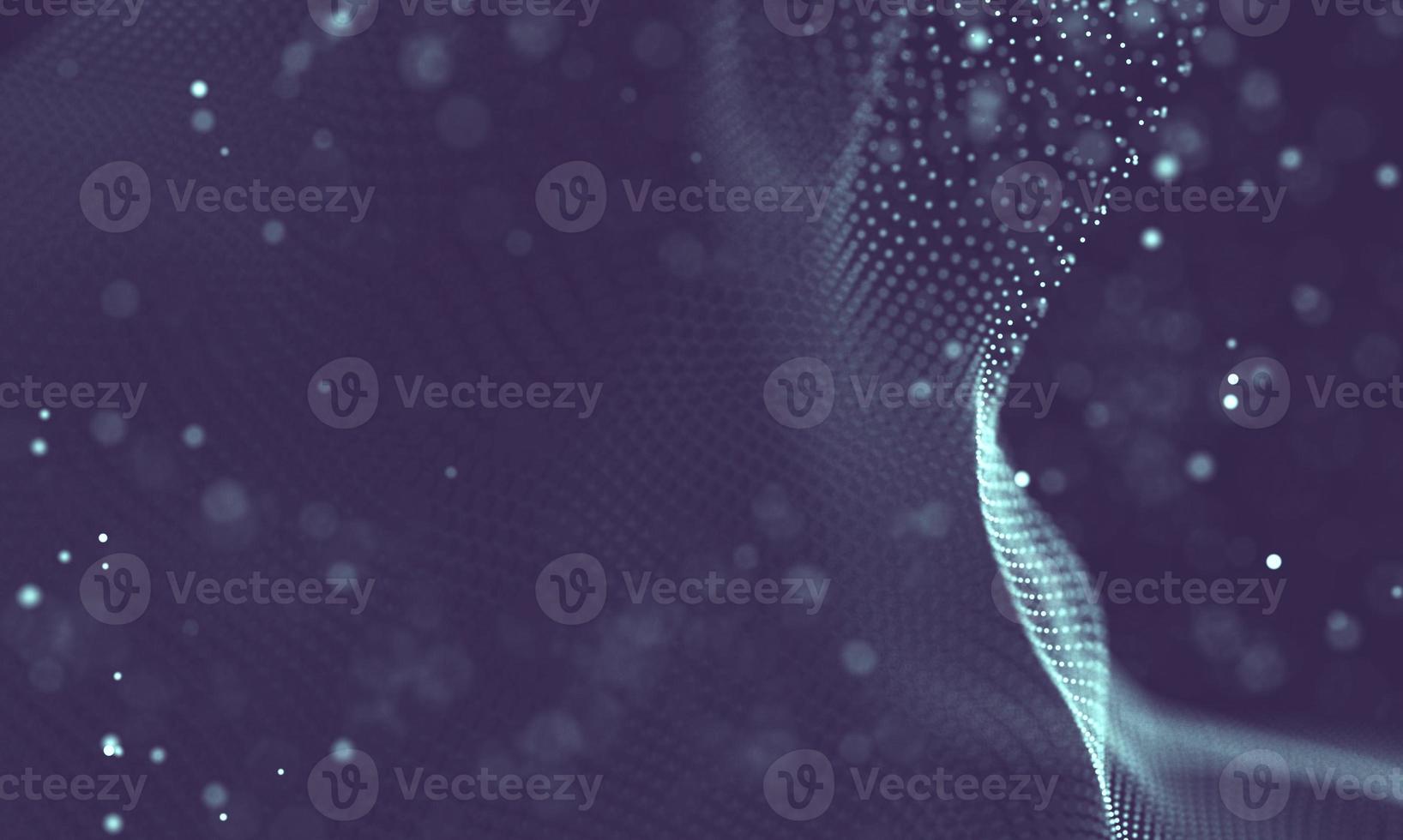 Data technology abstract futuristic illustration . Low poly shape with connecting dots and lines on dark background. 3D rendering . Big data visualization . photo