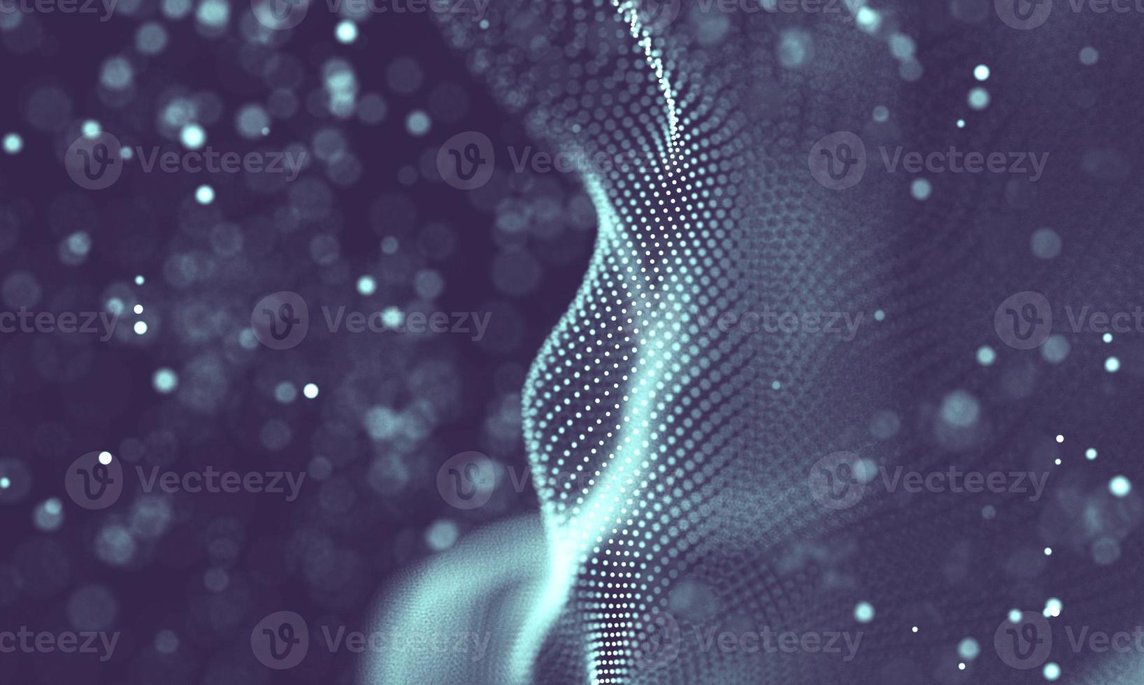 Data technology abstract futuristic illustration . Low poly shape with connecting dots and lines on dark background. 3D rendering . Big data visualization . photo