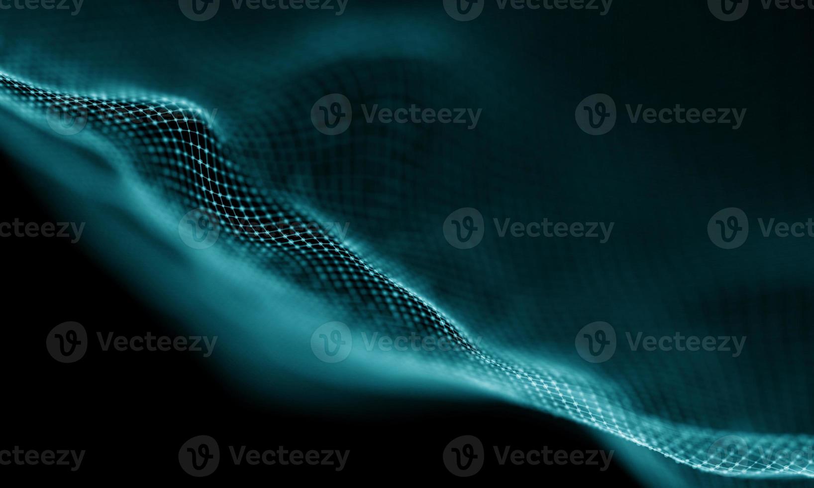 Digital data technology wave. Particle sound wave concept. Big data and data science wave background. photo