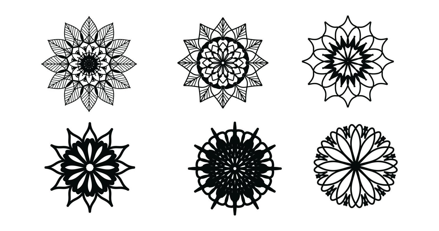 Set mandala, Black mandala, luxury ornamental mandala design background,mandala design,Mandala pattern Coloring book Art wallpaper design, tile pattern,Black and White mandala,Islam, Arabic, Indian vector