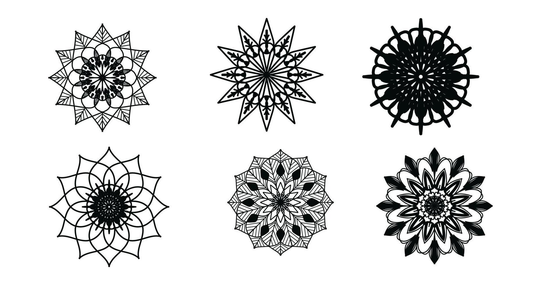 Set mandala, Black mandala, luxury ornamental mandala design background,mandala design,Mandala pattern Coloring book Art wallpaper design, tile pattern,Black and White mandala,Islam, Arabic, Indian vector