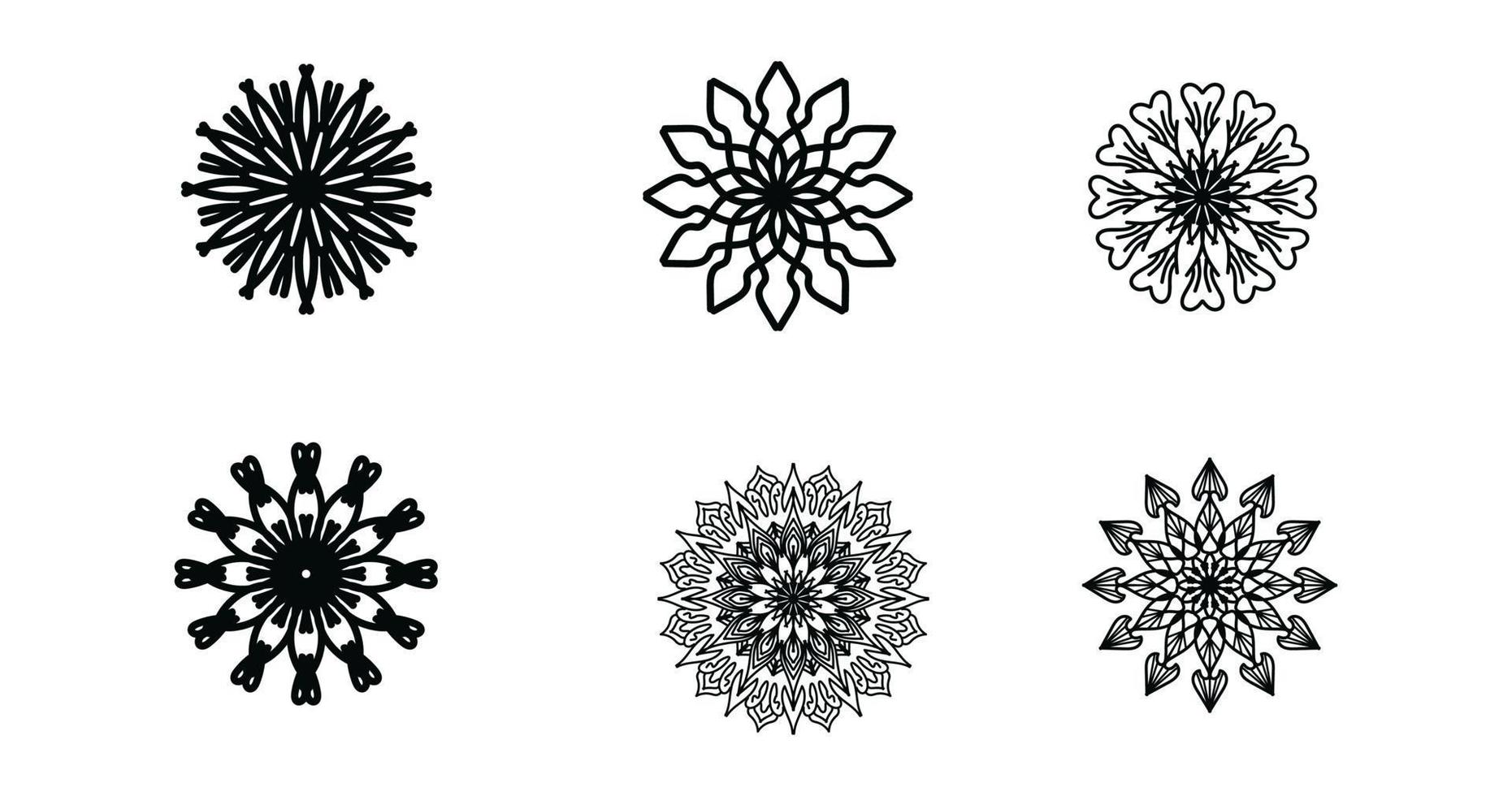 establecer mandala, mandala negro, fondo de diseño de mandala ornamental de lujo, diseño de mandala, diseño de papel tapiz de arte de libro de colorear de patrón de mandala, patrón de mosaico, mandala en blanco y negro, islam, árabe, indio vector